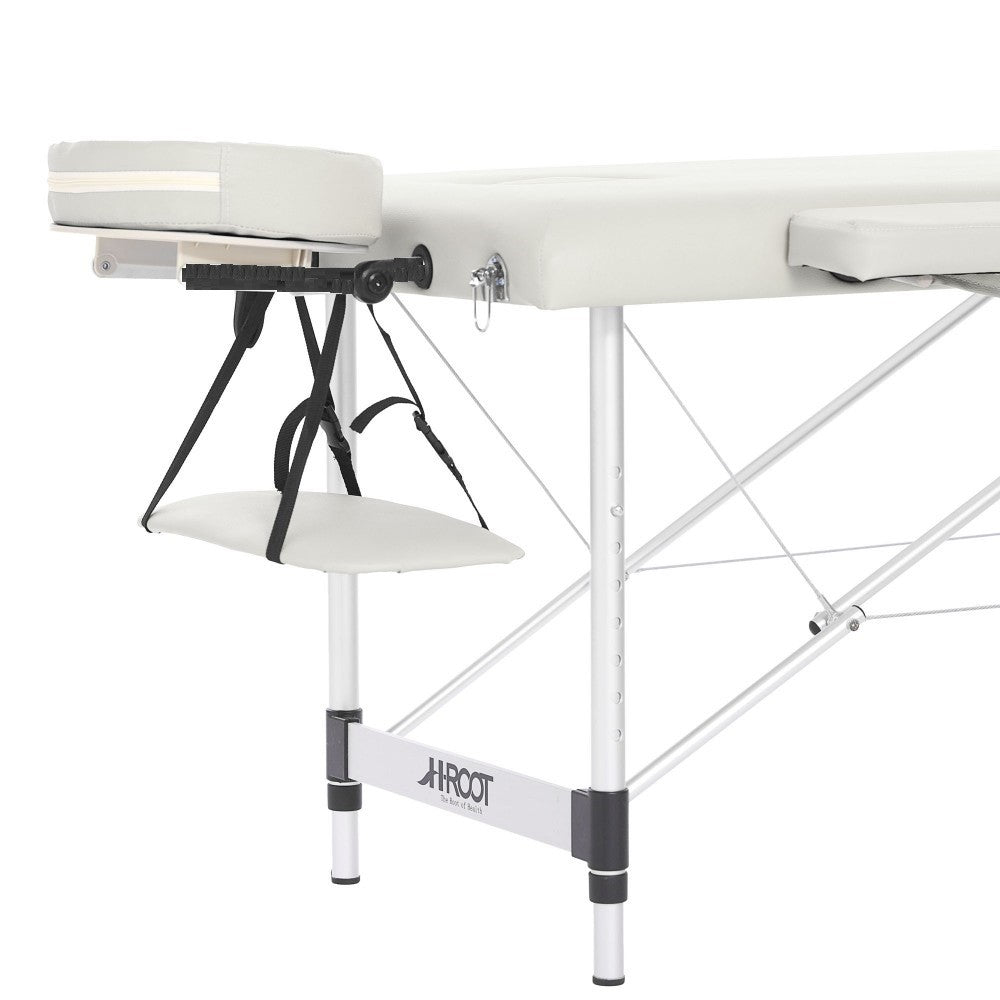 POHJOLAN URHEILUTARVIKE Taitettava Hierontapöytä Premium Alu 3V, 195x70cm, Valkoinen