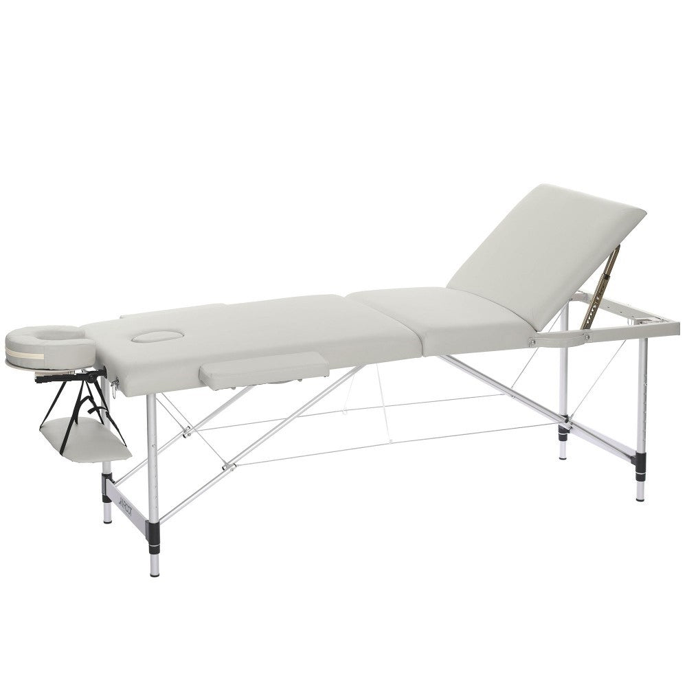 Hierontapöytä 195 x 70 cm, valkoinen – 3-vyöhykkeinen, 225 kg, alumiinirunko