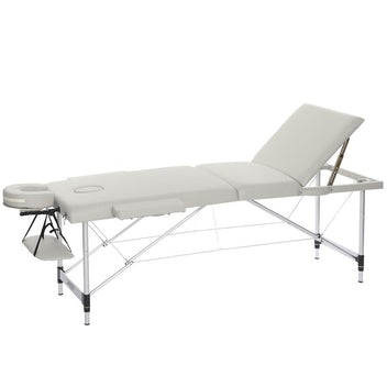 Hierontapöytä 195 x 70 cm, valkoinen – 3-vyöhykkeinen, 225 kg, alumiinirunko