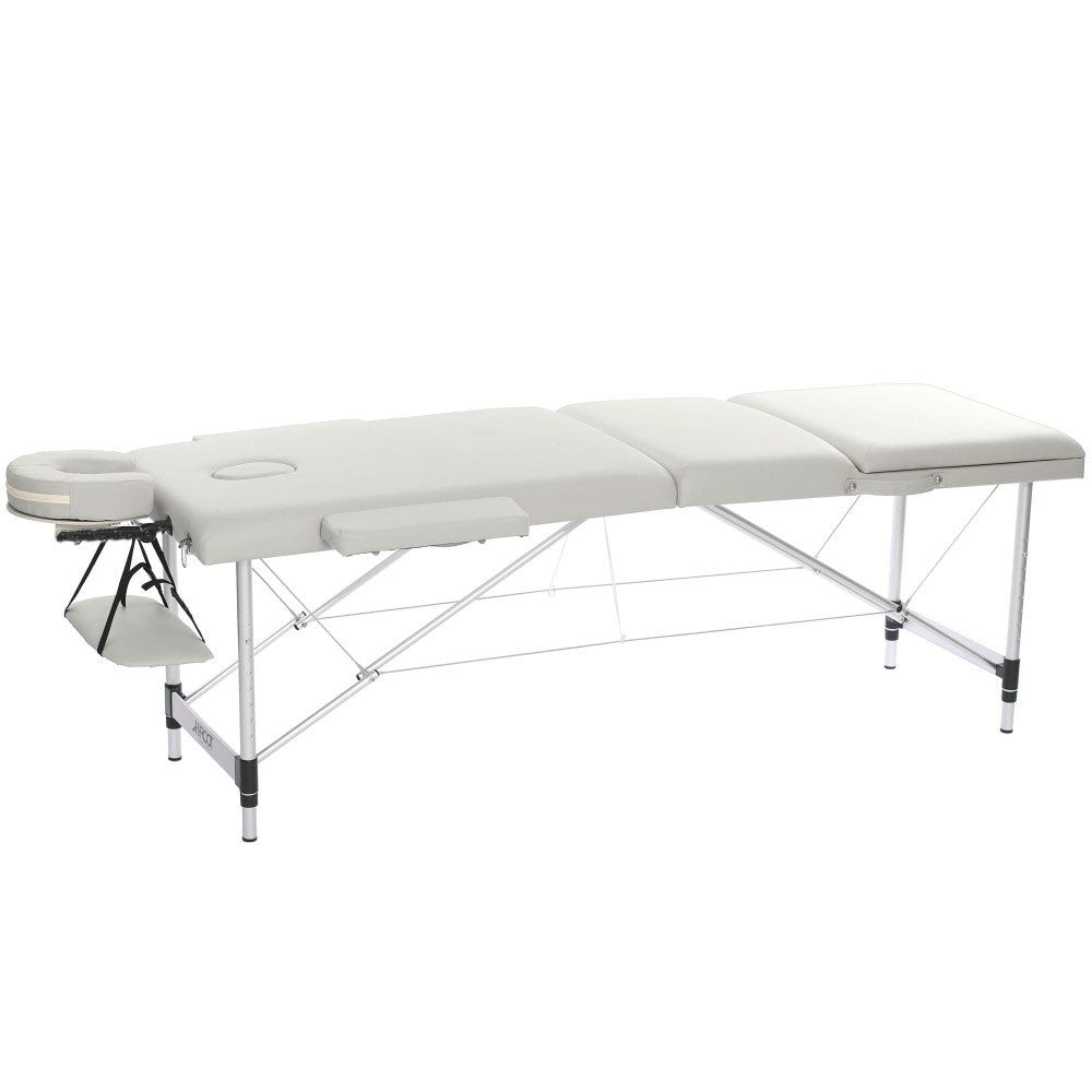 Hierontapöytä 195 x 70 cm, valkoinen – 3-vyöhykkeinen, 225 kg, alumiinirunko