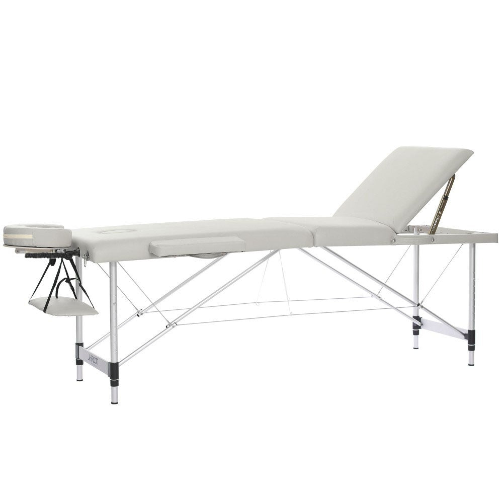 Hierontapöytä 195 x 70 cm, valkoinen – 3-vyöhykkeinen, 225 kg, alumiinirunko
