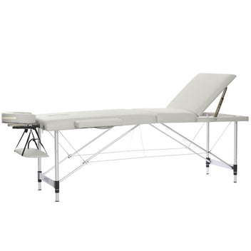 Hierontapöytä 195 x 70 cm, valkoinen – 3-vyöhykkeinen, 225 kg, alumiinirunko