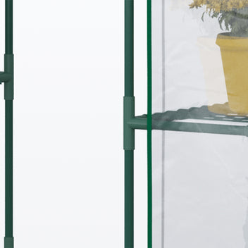 Kapea minikasvihuone kuudella hyllyllä, 142 x 73 x 195 cm, läpinäkyvä