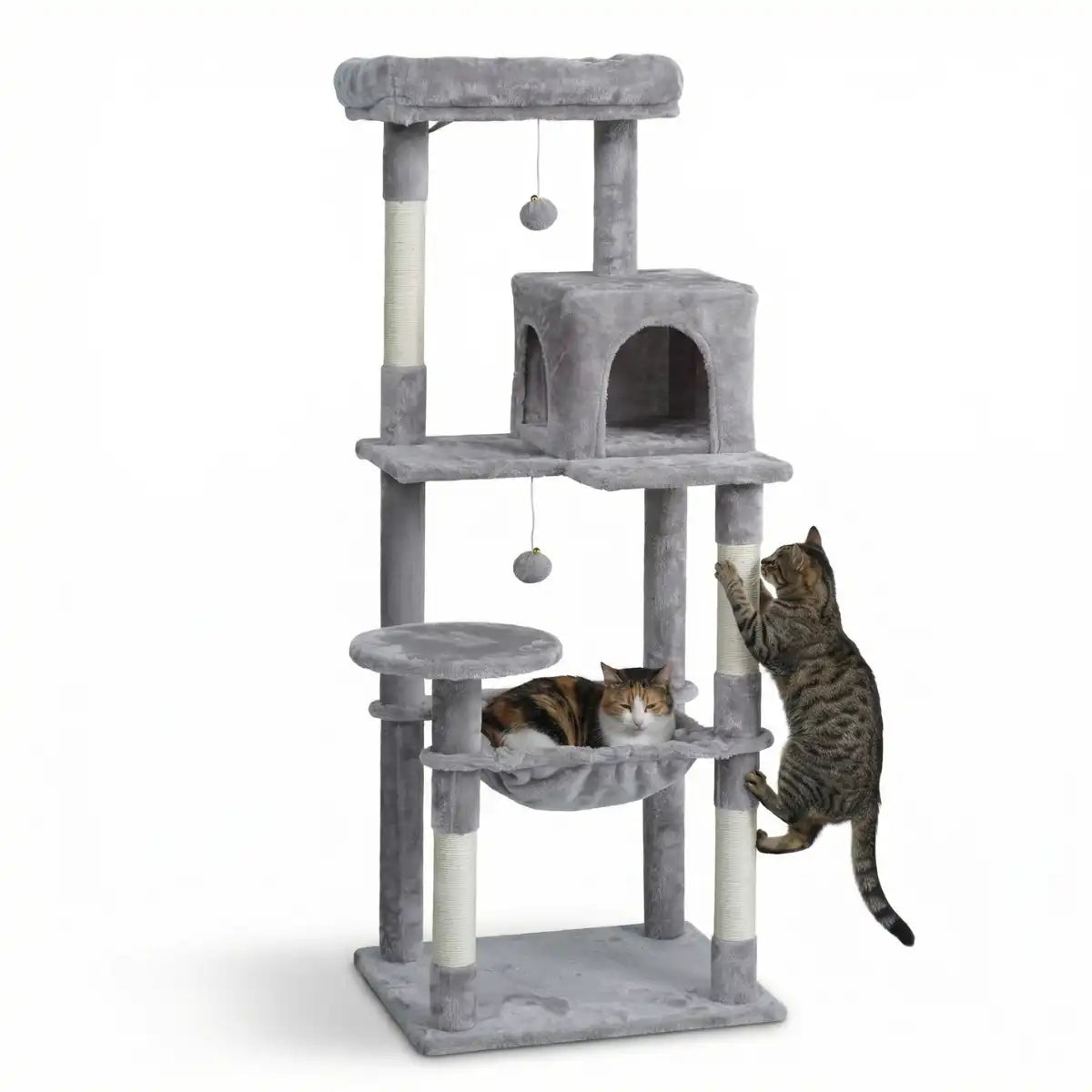 Pohjolan Lemmikkitarvike Kissan kiipeily-/raapimispuu 143 cm, Vaalea Harmaa