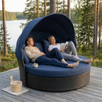 Polyrottinki solstol 165 cm – 10 cm stoppning, stålram, svart/grå