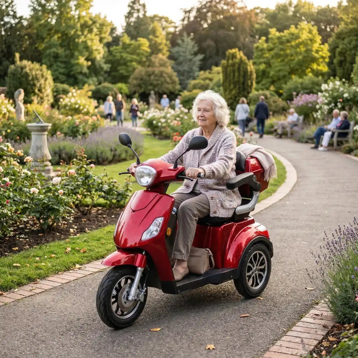 Senioriskootteri Varashälyttimellä 1000W, 48V20AH, Punainen