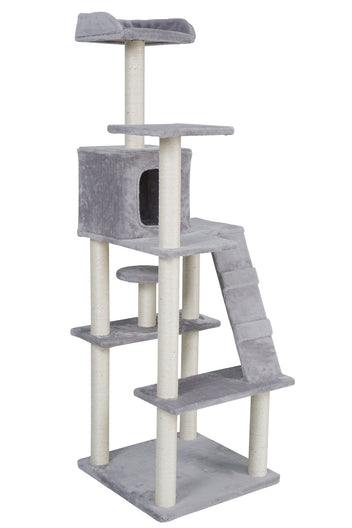 Kattklösbräda 170 cm – 55 x 55 cm botten, 3,4 mm sisal, ljusgrå