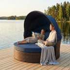 Polyrottinki solstol 165 cm – 10 cm stoppning, stålram, brun/grå