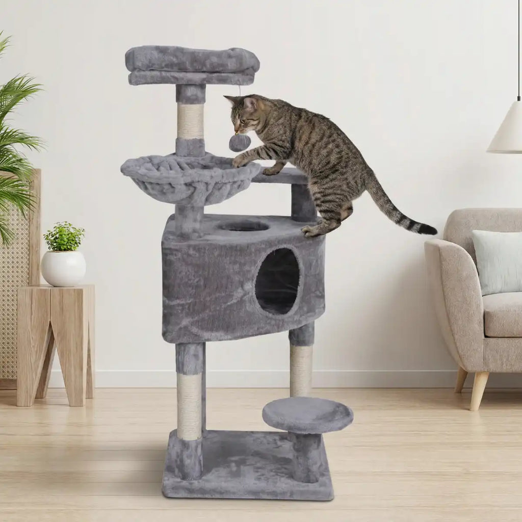 Pohjolan Lemmikkitarvike Kissan kiipeily-/raapimispuu 117cm, Vaalean Harmaa