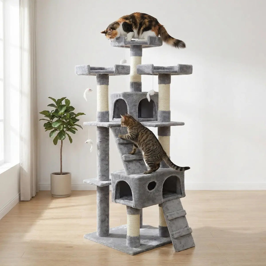 Kattklätterträd 170 cm – 2 grottor, 3 nivåer, 50 x 50 cm