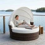 Polyrottinki aurinkovuode 165 cm – 10 cm pehmuste, teräsrunko, ruskea/beige