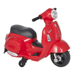 Lasten sähkömopo Vespa 6V irrotettavilla tukipyörillä, ajovalo ja äänitorvi, 1,5–3 v, punainen