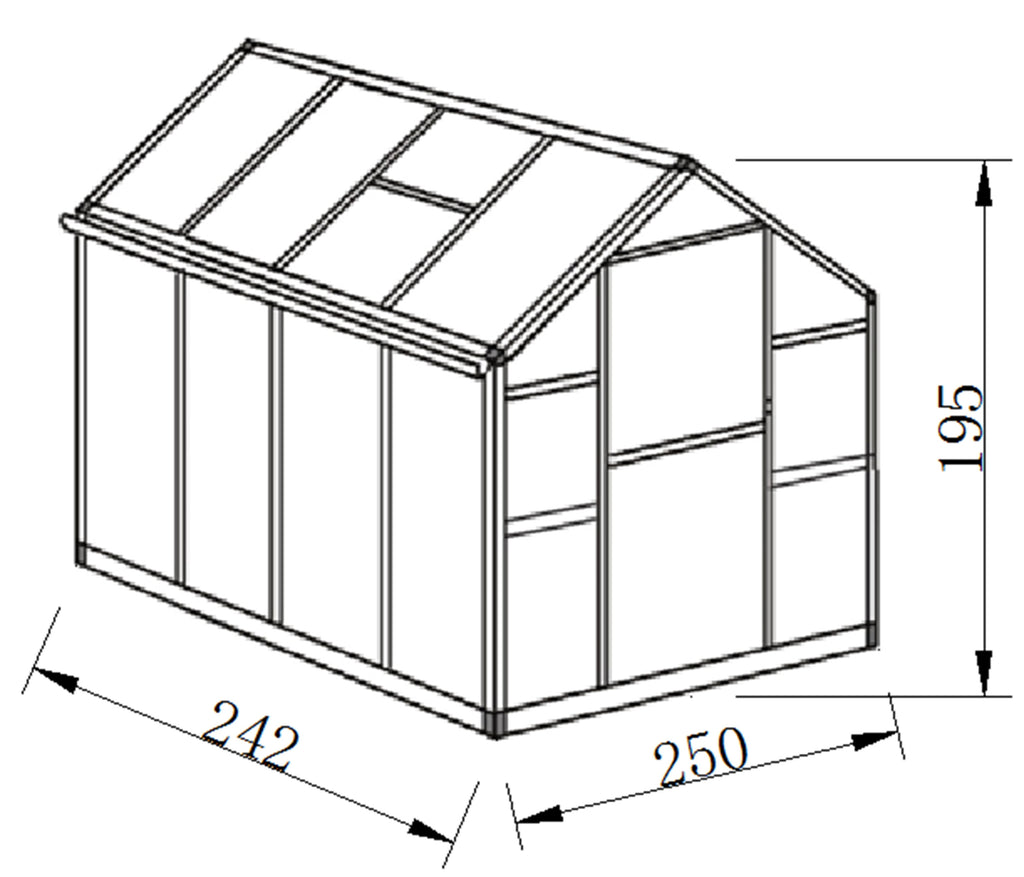 POHJOLA GARDEN Kasvihuone STRONG 5,75m2 + sokkeli, Extra kestävä 600g/m2 kennolevy