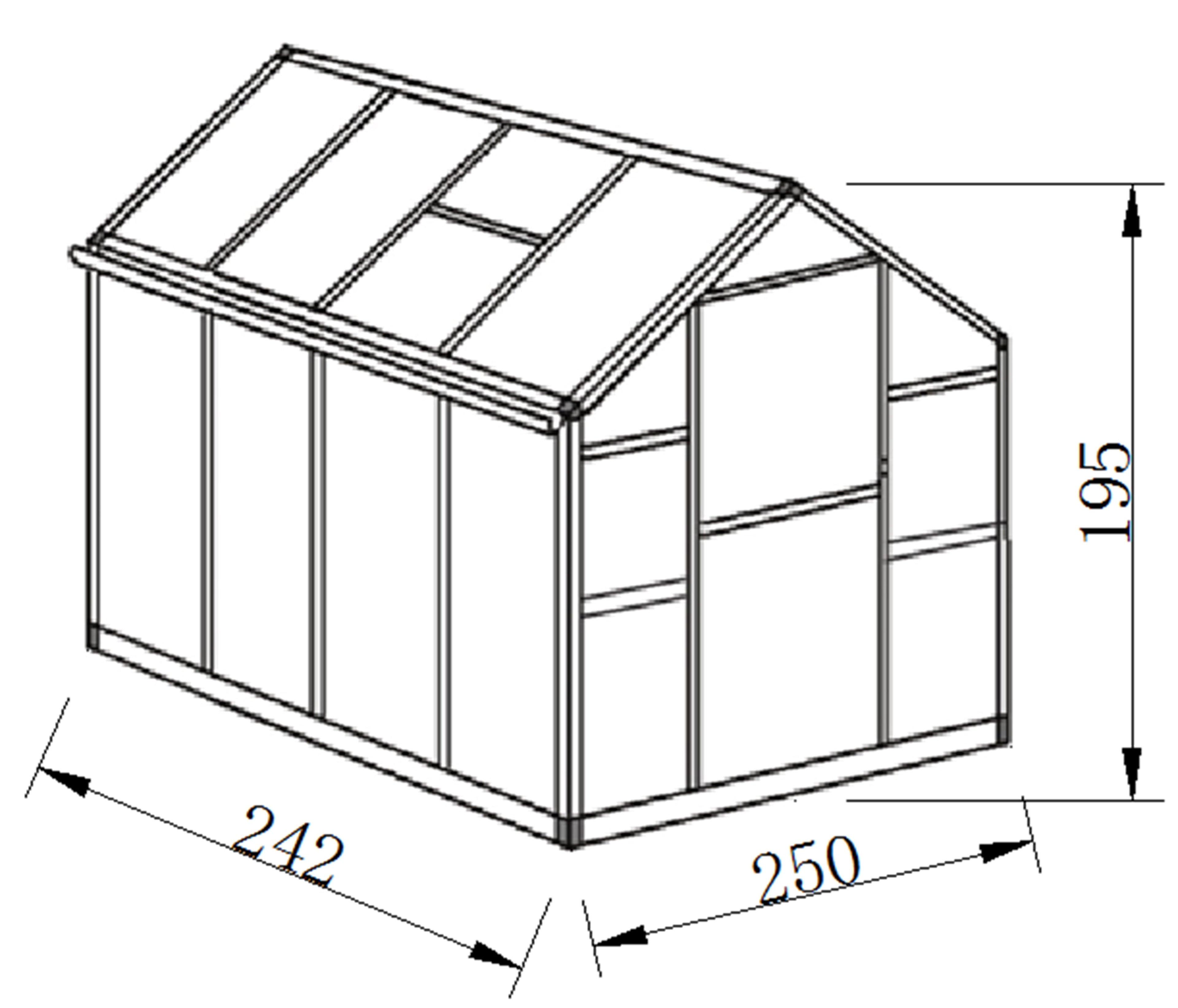 POHJOLA GARDEN Kasvihuone STRONG 5,75m2 + sokkeli, Extra kestävä 600g/m2 kennolevy