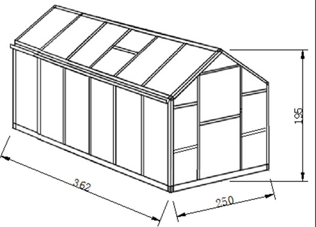 POHJOLA GARDEN Kasvihuone 8,6m2 Sokkeli & Rännit, 4mm 610g/mm2 kennolevyt