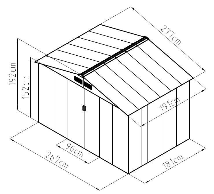 POHJOLA GARDEN Pihavaja 5,3m2 Puutarhavaja, Peltivarasto, Työkaluvaja HARMAA + sokkeli
