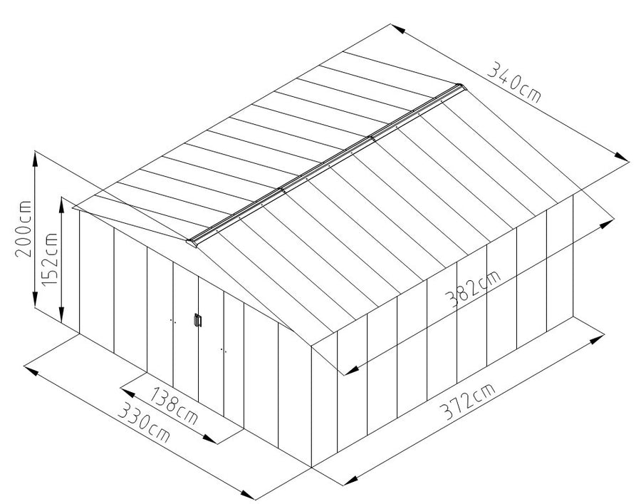 Pihavaja 13 m² – 138 cm liukuovet, sinkitty teräs, sokkeli, harmaa