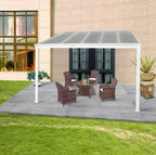 POHJOLA GARDEN Terassikatos 313x300x225-270cm, Valkoinen, EXTRA STRONG 6mm paneeli