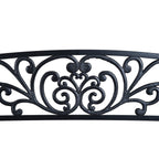 Metallinen puutarhapenkki kukkakuvioinnilla, 2-istuttava, 127 cm, musta