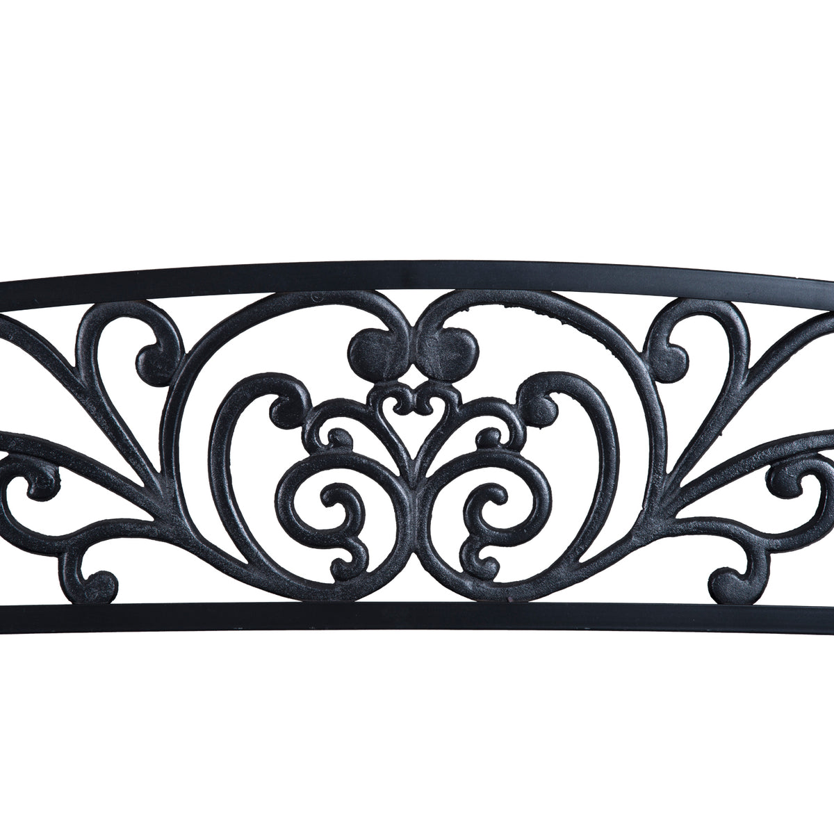 Metallinen puutarhapenkki kukkakuvioinnilla, 2-istuttava, 127 cm, musta