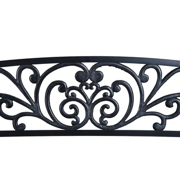 Metallinen puutarhapenkki kukkakuvioinnilla, 2-istuttava, 127 cm, musta