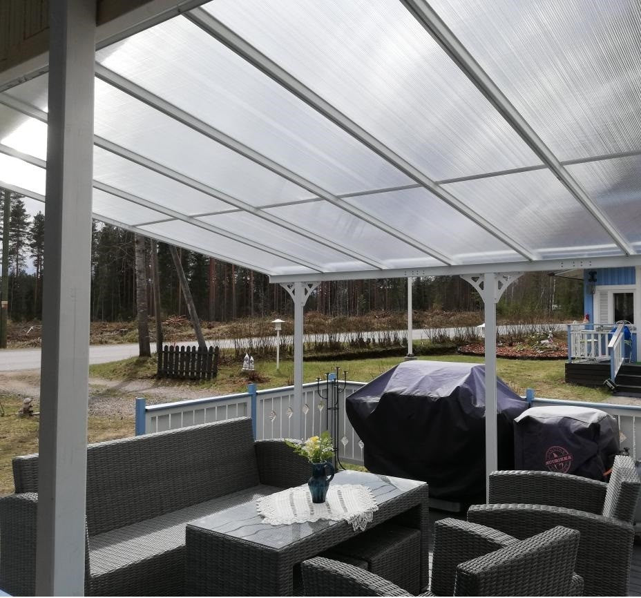 POHJOLA GARDEN Terassikatos 4.35m x 3.00m Valkoinen, EXTRA STRONG 6mm paneeli