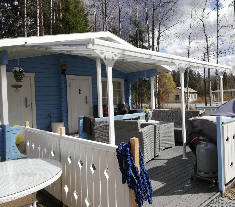 POHJOLA GARDEN Terassikatos 4.35m x 3.00m Valkoinen, EXTRA STRONG 6mm paneeli