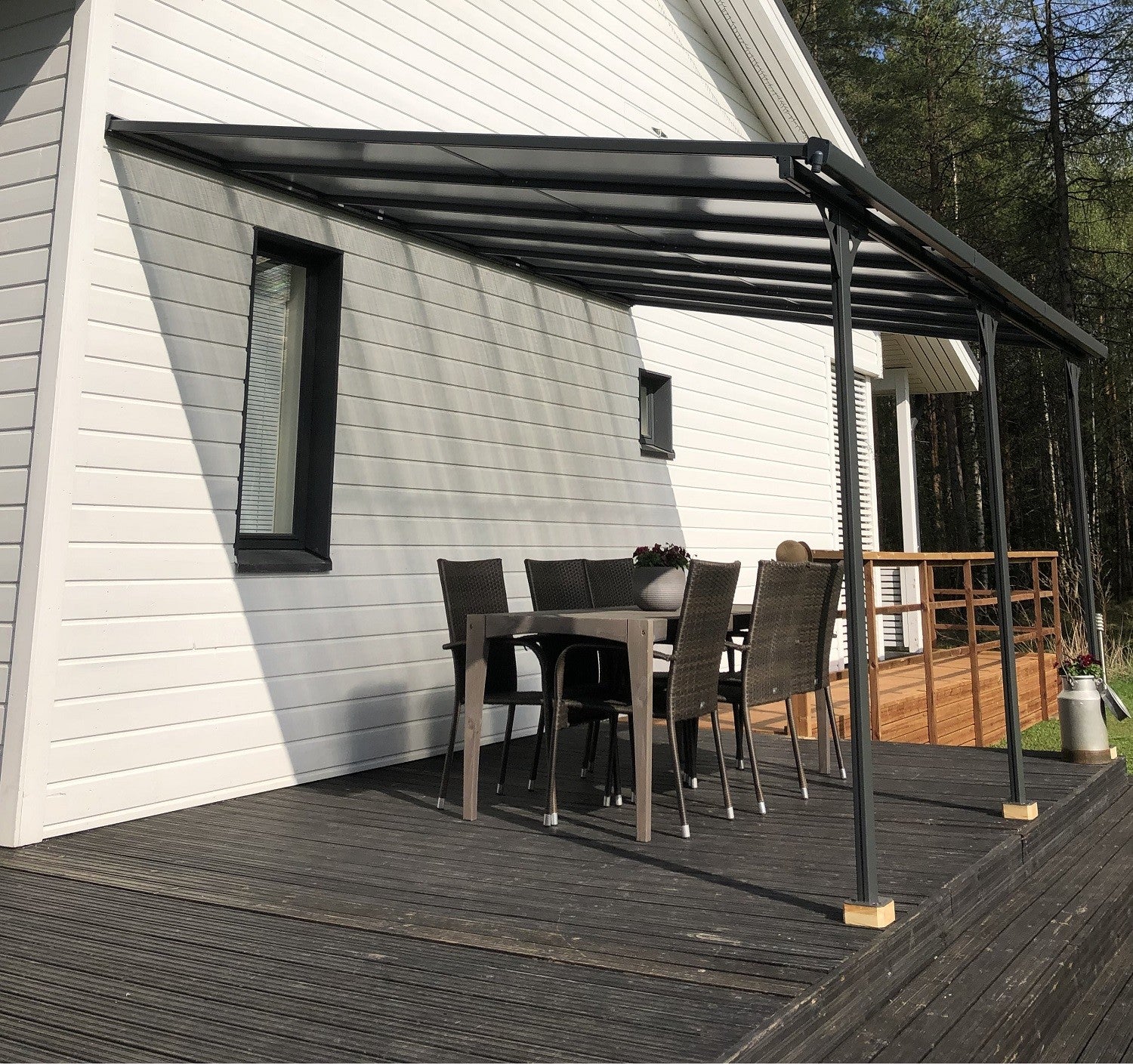 POHJOLA GARDEN Terassikatos 4.35m x 3.00m Harmaa, EXTRA STRONG 6mm paneeli