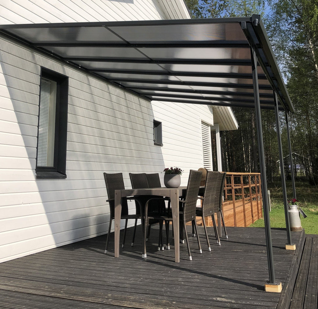 POHJOLA GARDEN Terassikatos 4.35m x 3.00m Harmaa, EXTRA STRONG 6mm paneeli