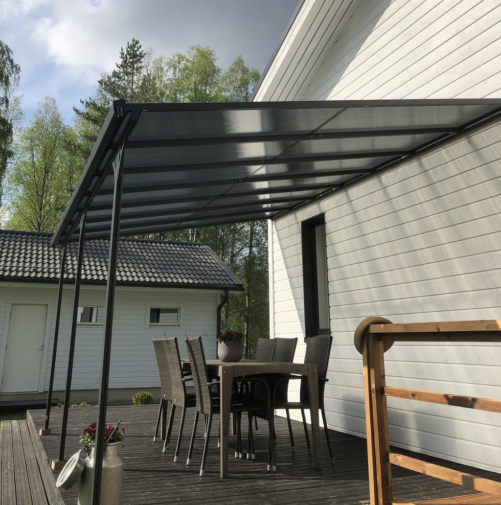 POHJOLA GARDEN Terassikatos 4.35m x 3.00m Harmaa, EXTRA STRONG 6mm paneeli