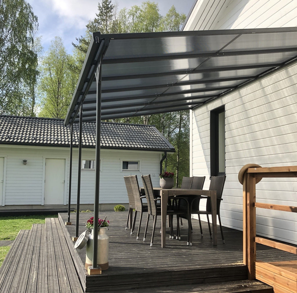 POHJOLA GARDEN Terassikatos 4.35m x 3.00m Harmaa, EXTRA STRONG 6mm paneeli