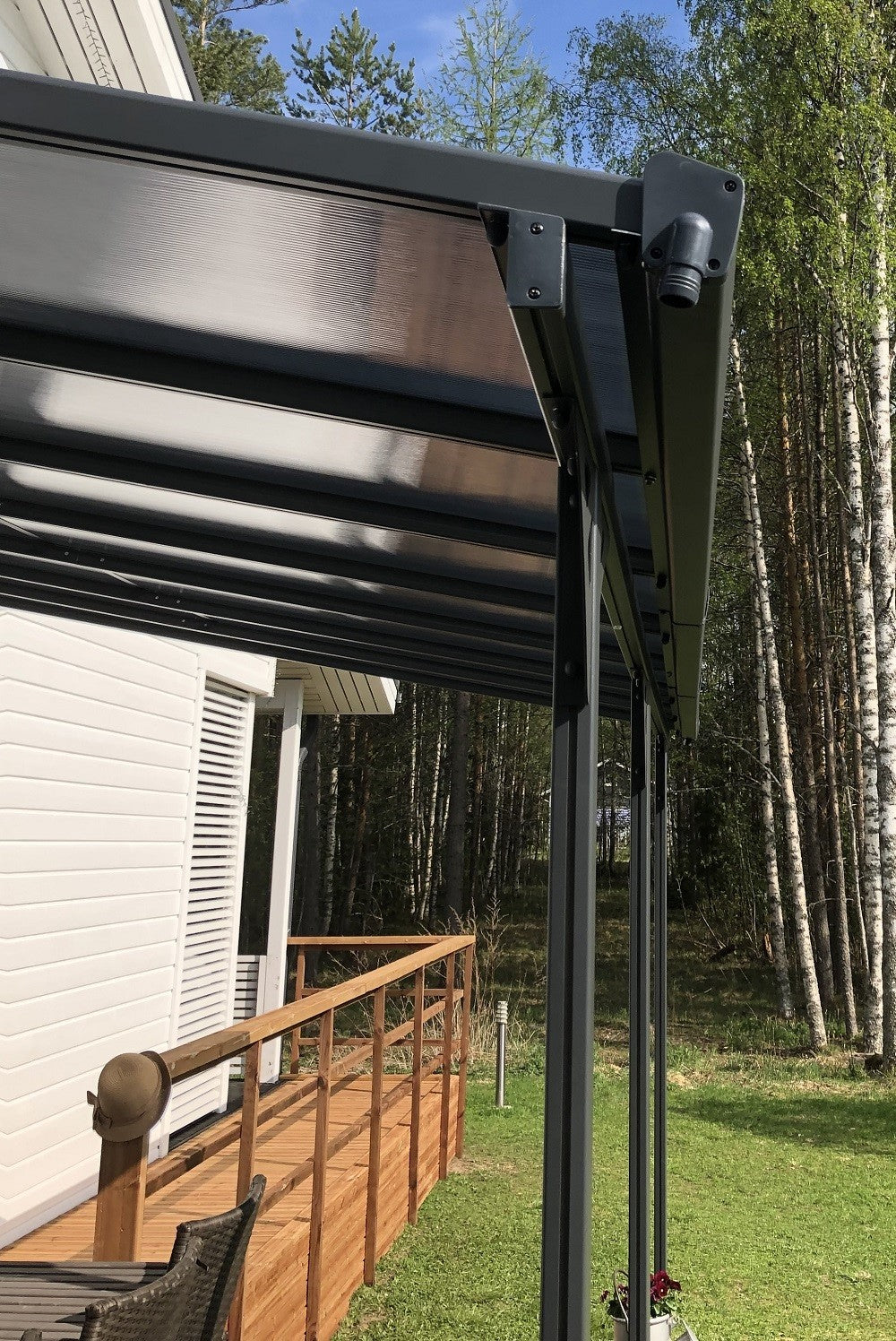 POHJOLA GARDEN Terassikatos 4.35m x 3.00m Harmaa, EXTRA STRONG 6mm paneeli