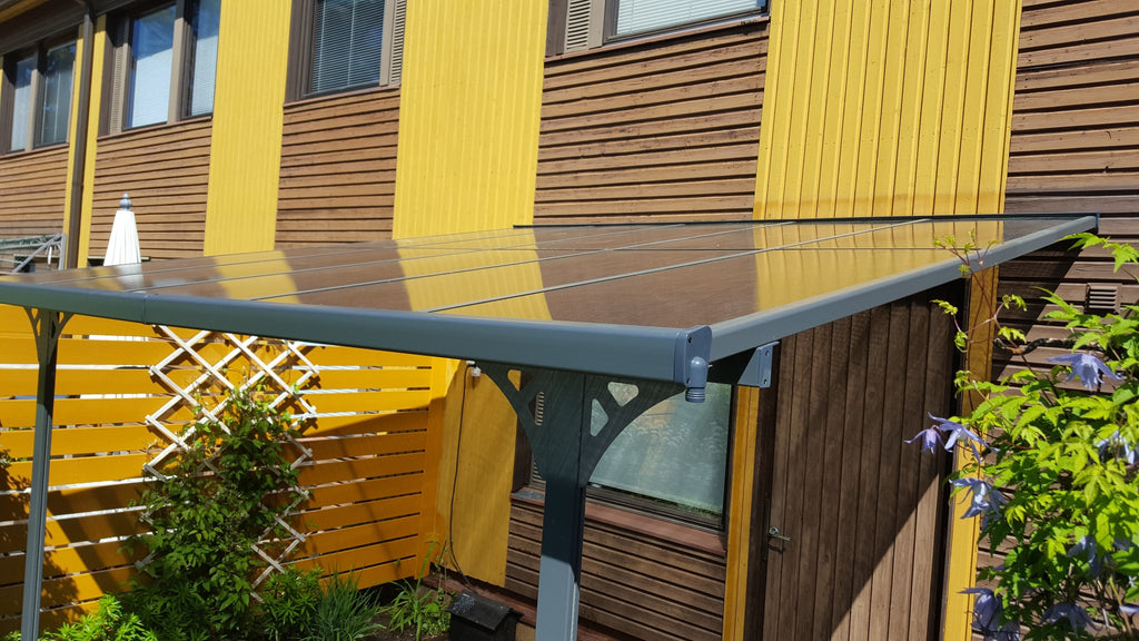 POHJOLA GARDEN Terassikatos 313x300x225-270cm, Harmaa, EXTRA STRONG 6mm Paneeli