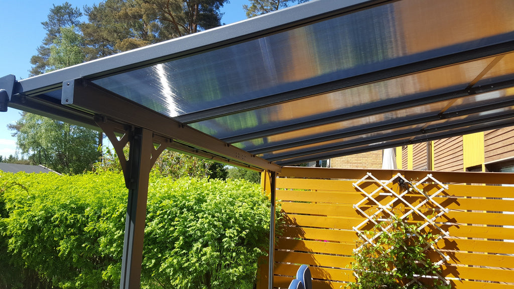 POHJOLA GARDEN Terassikatos 313x300x225-270cm, Harmaa, EXTRA STRONG 6mm Paneeli