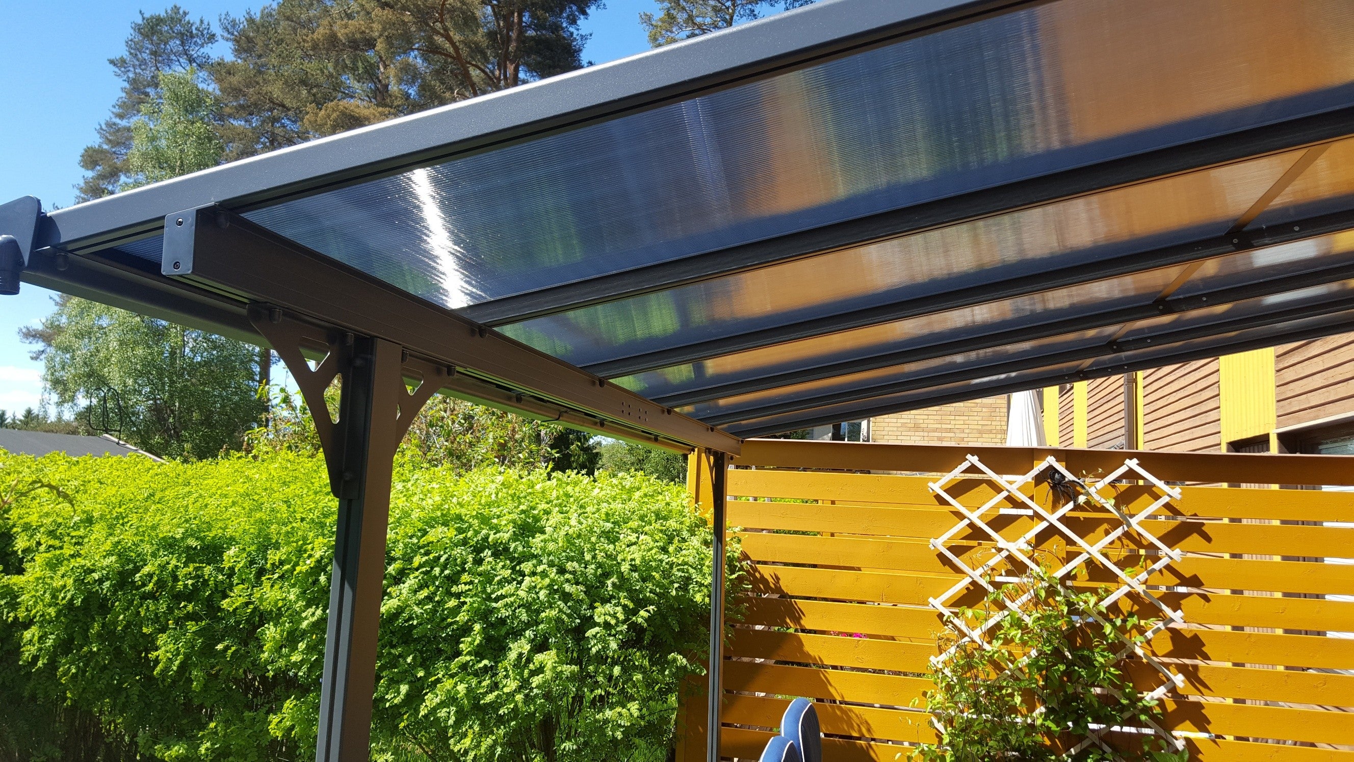 POHJOLA GARDEN Terassikatos 313x300x225-270cm, Harmaa, EXTRA STRONG 6mm Paneeli