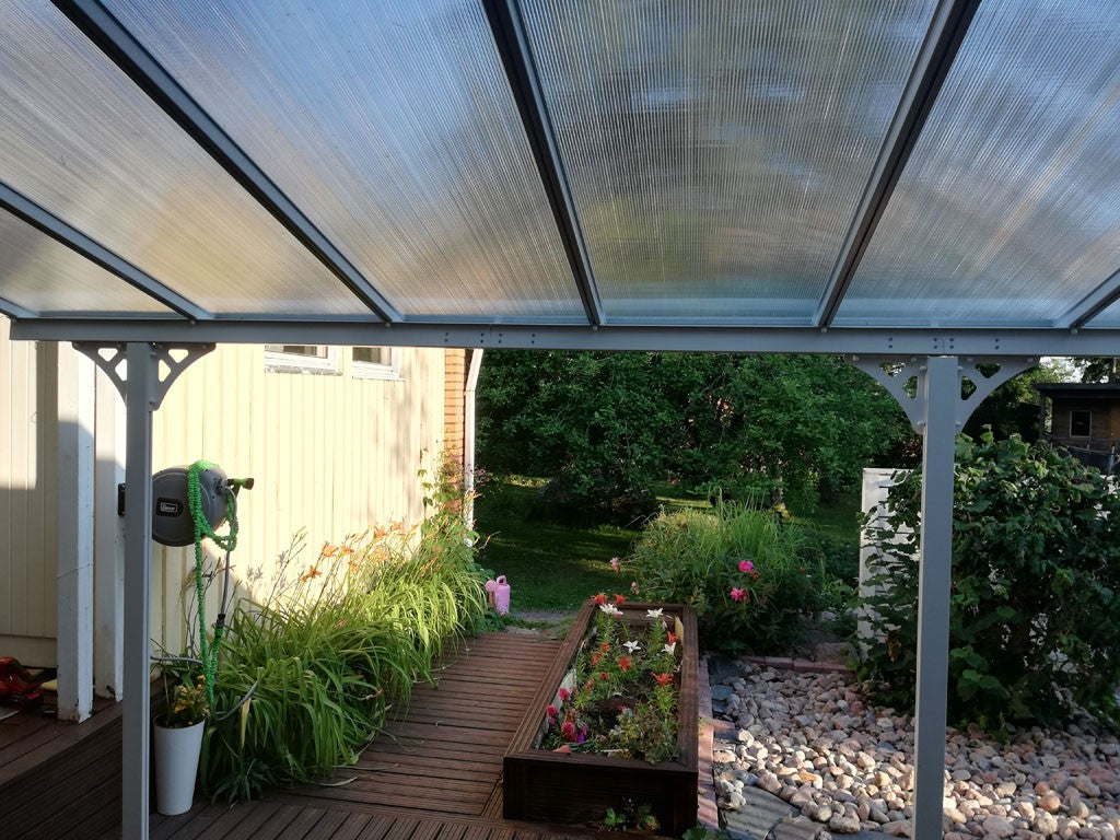 POHJOLA GARDEN Terassikatos 5.56 x 3.00m Valkoinen, EXTRA STRONG 6mm paneeli