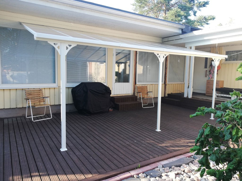 POHJOLA GARDEN Terassikatos 5.56 x 3.00m Valkoinen, EXTRA STRONG 6mm paneeli