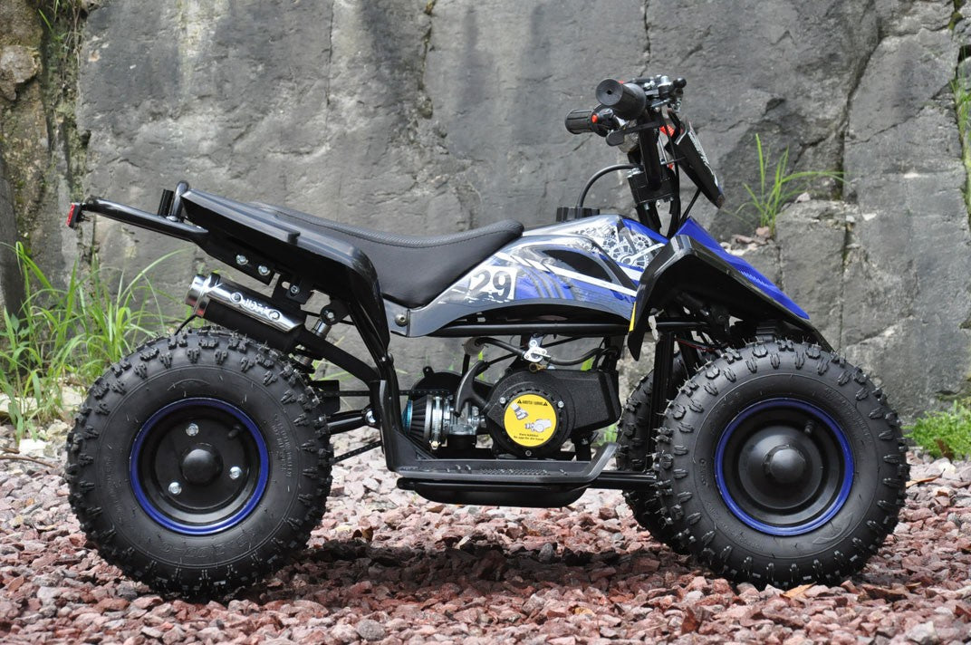 Minimotorcykel för barn 49 cc – automatisk, justerbar max 45 km/h, blå