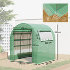 Kasvihuone rullaovilla ja sivuikkunoilla, 180 x 180 x 200 cm, vihreä