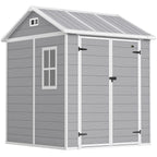 Neliön mallinen muovivaja lattialla ja lukittavilla pariovilla, 2,91 m², harmaa