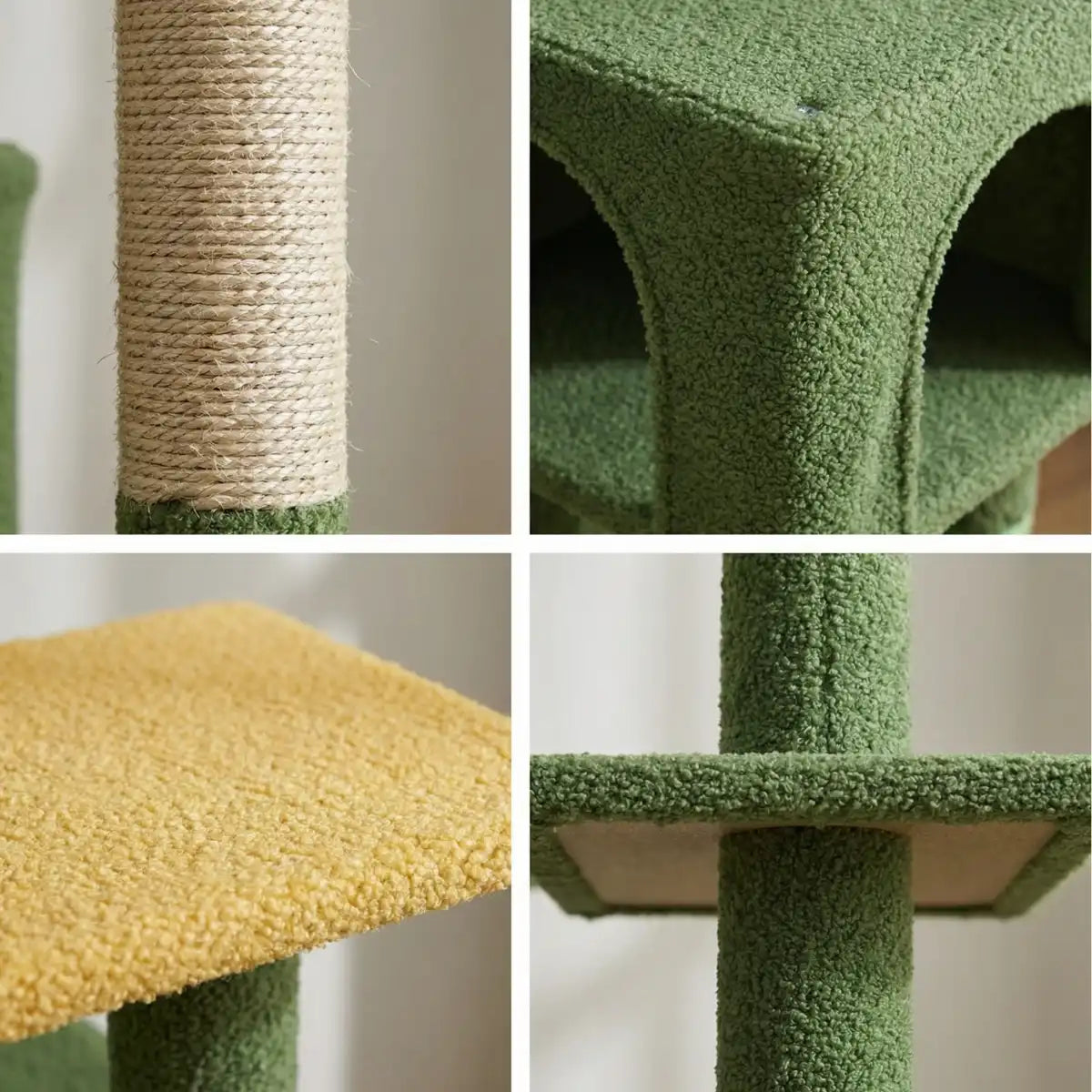 Pohjolan Lemmikkitarvike Kissan kiipeily-/raapimapuu 139 cm, Keltainen/Vihreä