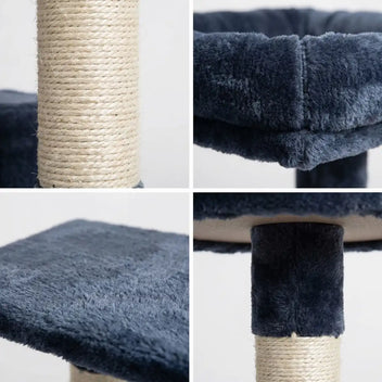 Kattklätterträd 206 cm – 2 koppar, 2 hängmattor, 6 nivåer