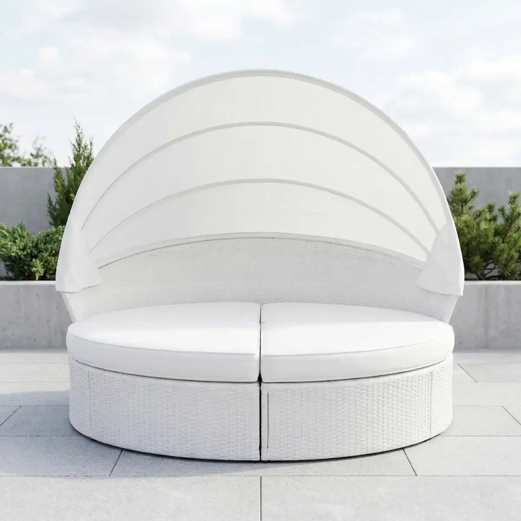 Lund & Leaf Polyrottinki Solstol / Solstol 200 cm, Vit / beige
