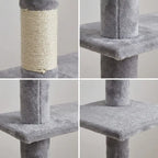 Kissan kiipeily-/raapimispuu 229-275 cm, vaalean harmaa