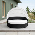 Polyrottinki aurinkovuode 165 cm – 10 cm pehmuste, teräsrunko, musta/beige