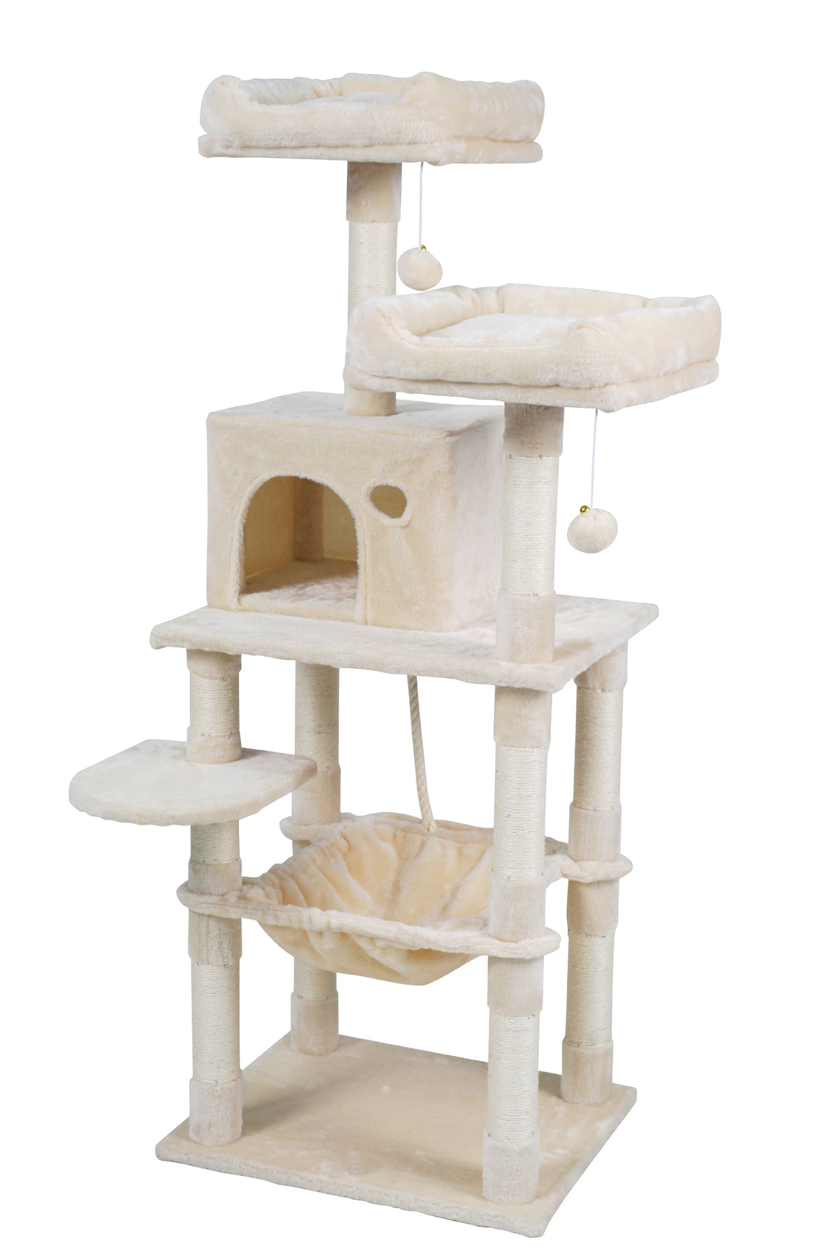 Kissan raapimispuu 143 cm – sisalpinnat, piiloluola, beige