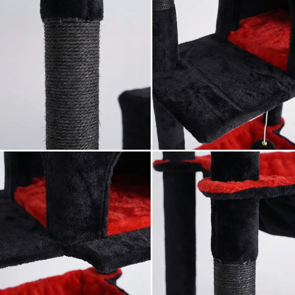 Pohjolan Lemmikkitarvike Kissan kiipeily-/raapimispuu 143 cm, Musta/Punainen