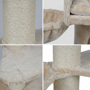 Raapimispuu isoille kissoille 155 cm – 20 cm tolppa, riippumatto, beige