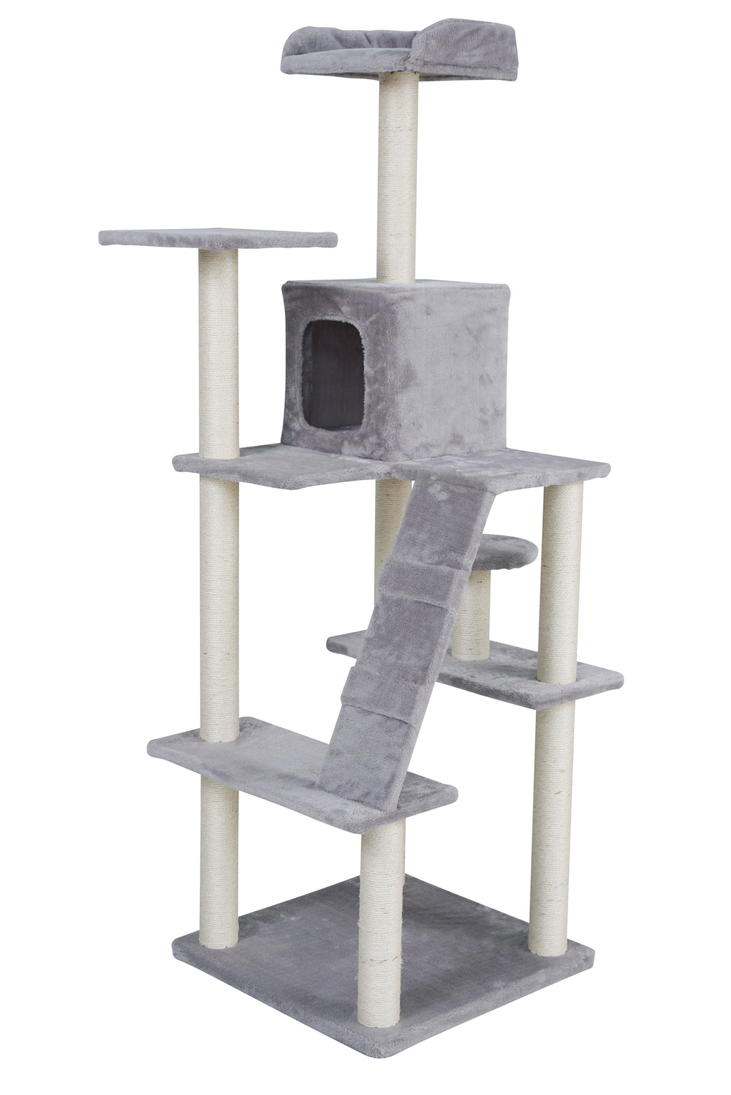Pohjolan Lemmikkitarvike Kissan raapimis-/kiipeilypuu 170cm, vaalean harmaa
