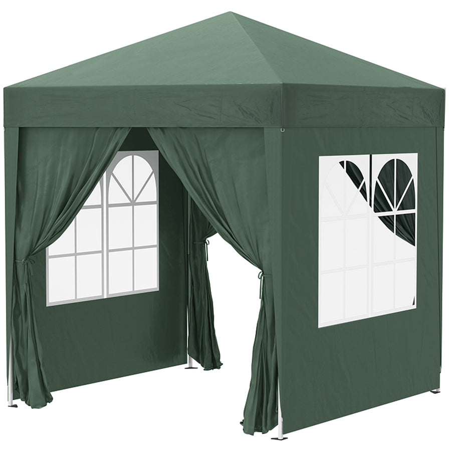 Pop up -paviljonki 2 x 2 m, 4 irrotettavaa sivuseinää ja kantolaukku, tummanvihreä